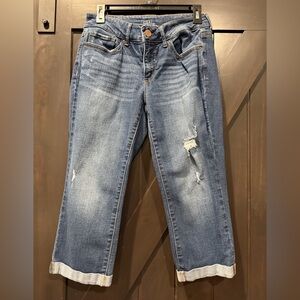 Time and Tru Blue Distressed Boyfriend Jeans (capris)